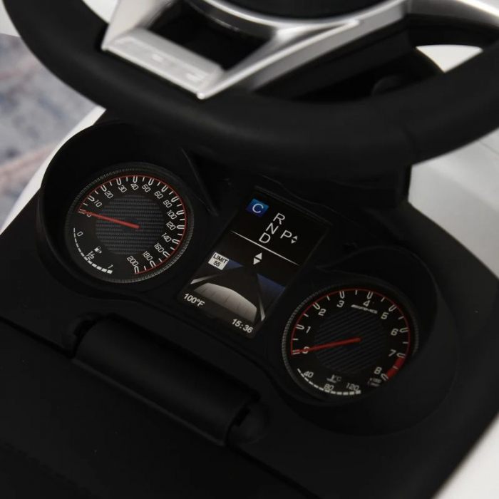 Masina Mercedes AMG C63 pentru copii cu maner , spatiu de depozitare si protectii laterale detasabile , potrivit pentru copii intre 12-36 luni , alb [10]