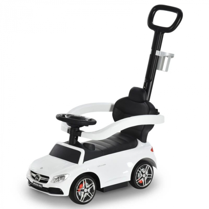 Masina Mercedes AMG C63 pentru copii cu maner , spatiu de depozitare si protectii laterale detasabile , potrivit pentru copii intre 12-36 luni , alb [6]
