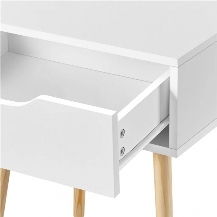Masuta multifunctionala pentru living , MDF , picioare lemn de pin, 48,5 x 41 x 57,5 cm, alb [10]