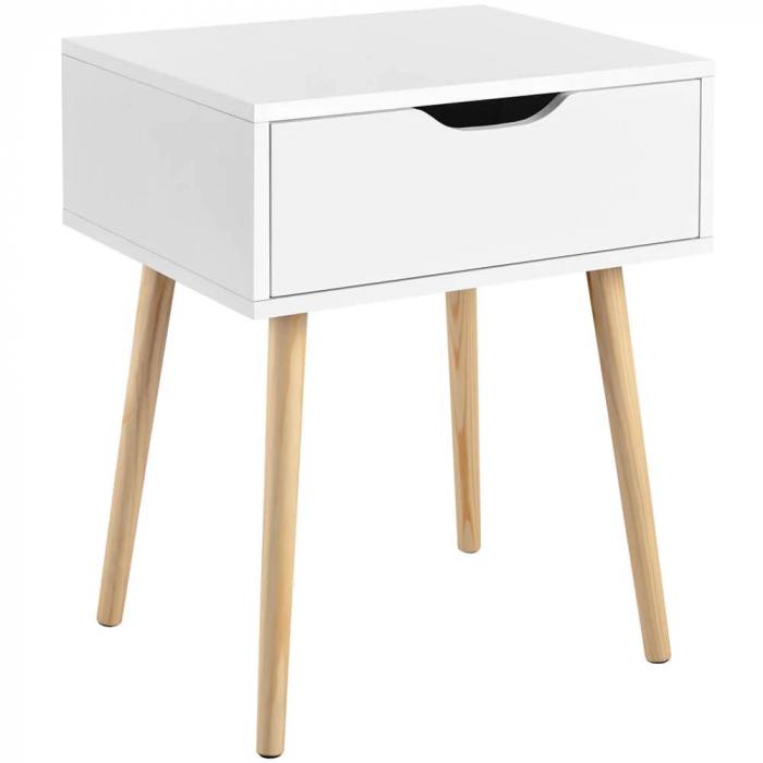 Masuta multifunctionala pentru living , MDF , picioare lemn de pin, 48,5 x 41 x 57,5 cm, alb [2]