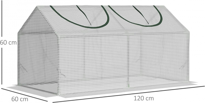 Mini sera pentru plante , 2 ferestre , cadru metalic , 119x60x60cm ,polietilena , alb [5]