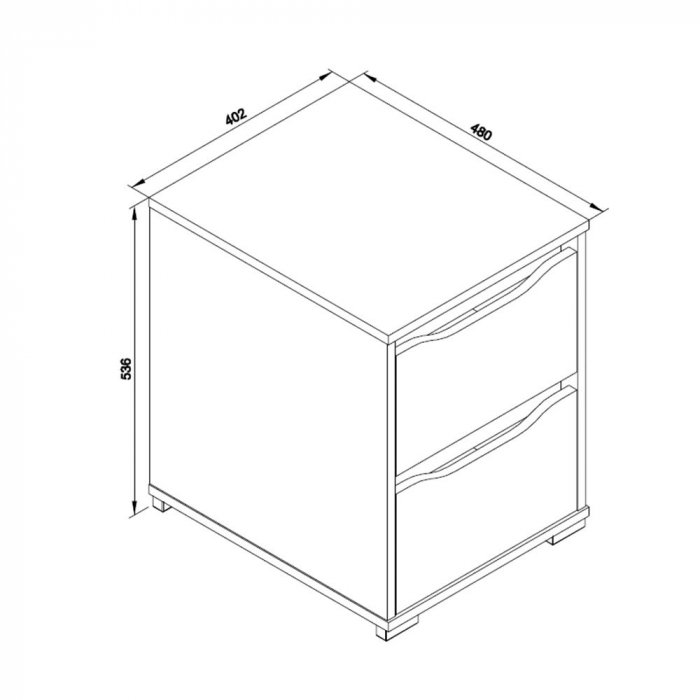 Noptiera 2 sertare Ruben, Mdf, 40,2 x 53,6 x 48, Alb [5]