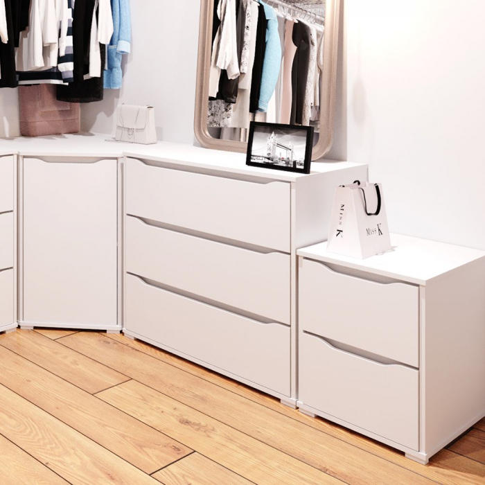 Noptiera 2 sertare Ruben, Mdf, 40,2 x 53,6 x 48, Alb [2]
