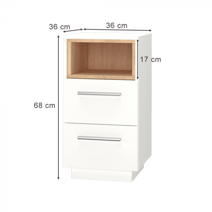 Noptiera Beatrice , MDF , 68x36x36 , Alb /Sonoma [4]