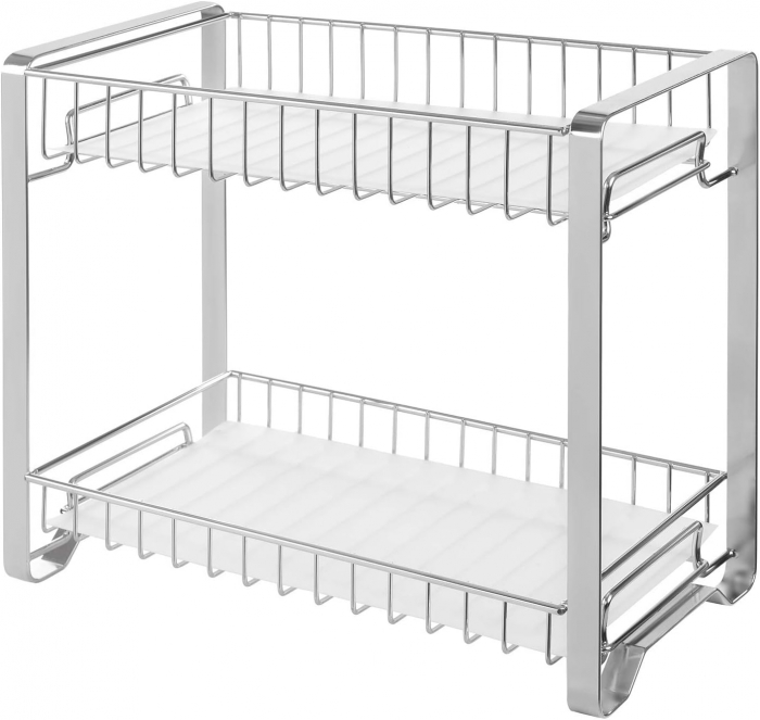 Organizator metalic pentru bucatarie , 2 spatii de depozitare , metal , 16D x 31W x 25.7H , gri [3]