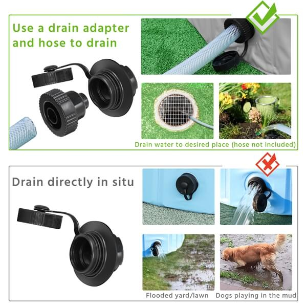 Piscina pliabila premium pentru animale de companie , nu necesita umflare , 100 x 30 cm , PVC rezistent , albastru /gri [7]
