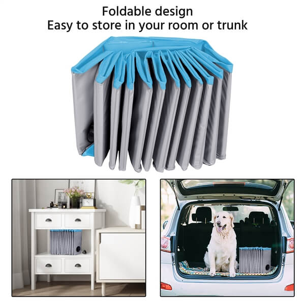 Piscina pliabila premium pentru animale de companie , nu necesita umflare , 100 x 30 cm , PVC rezistent , albastru /gri [6]
