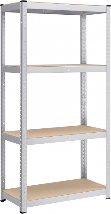 Raft 4 polite pentru depozitare , asamblare fara suruburi , capacitate de încărcare 520 kg, 40 x 80 x 160 cm, argintiu , gri [5]