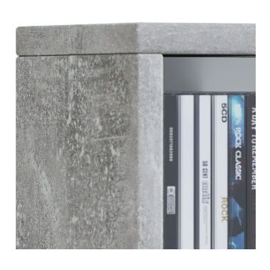 Raft de depozitare tip soldat cu 4 polite reglabile din sticla securizata , MDF , H. 77 x B. 21 x T. 14 cm, beton [4]