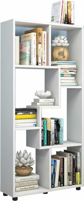 Raft despartitor de camera tip biblioteca , MDF , H.  H 119 x W 60 x 20 cm , alb [3]