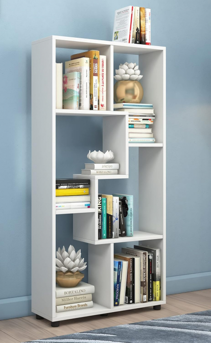 Raft despartitor de camera tip biblioteca , MDF , H.  H 119 x W 60 x 20 cm , alb [2]