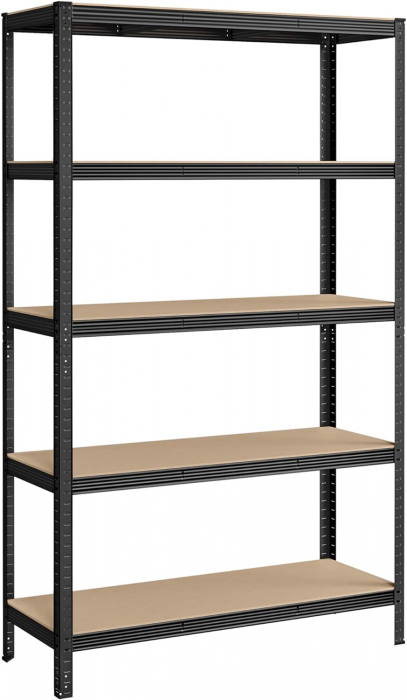 Raft metalic pentru depozitare cu 5 polite reglabile  , 60 x 120 x 200 cm (L x l x H), sustine pana la 875 kg , metal , negru [5]