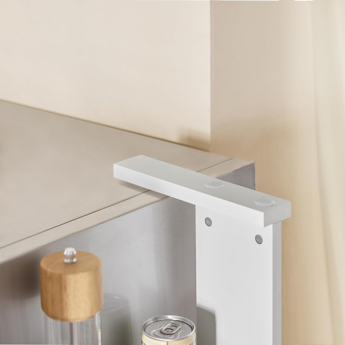 Raft pentru condimente suspendat cu suport pentru prosoape si 5 carlige , MDF , L 44,5 x H 73,5 cm , alb [9]