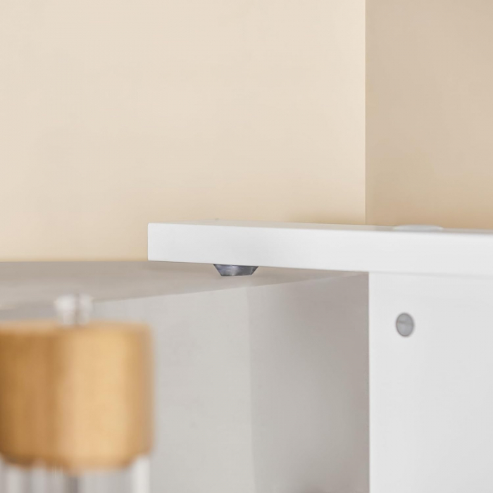 Raft pentru condimente suspendat cu suport pentru prosoape si 5 carlige , MDF , L 44,5 x H 73,5 cm , alb [8]