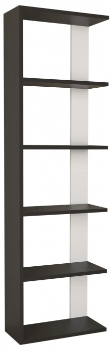 Raft tip biblioteca , 5 polite de depozitare , MDF , 160 x 22 x 47 cm , alb/negru [5]