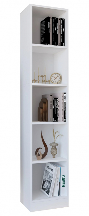 Raft tip biblioteca cu 5 polite , MDF , H:183cm x38cm x 30cm ,  alb [2]