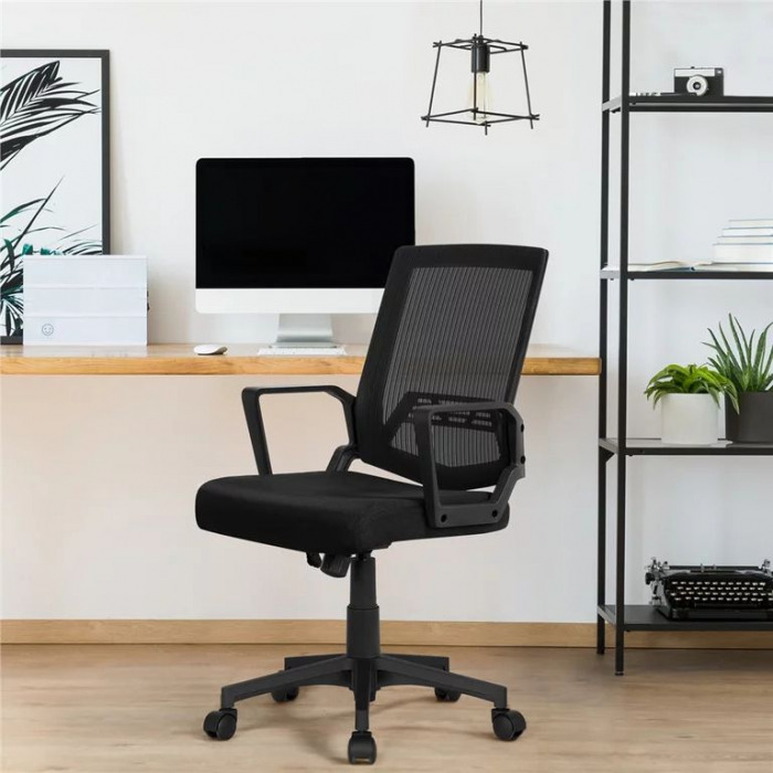 Scaun de birou ergonomic, inaltime reglabila , suport lombar , spatar reglabil din plasa , 60 x 62  x 102 cm , gri inchis [2]