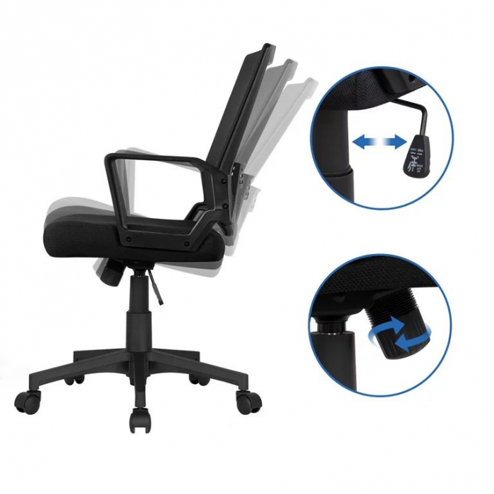 Scaun de birou ergonomic, inaltime reglabila , suport lombar , spatar reglabil din plasa , 60 x 62  x 102 cm , gri inchis [5]