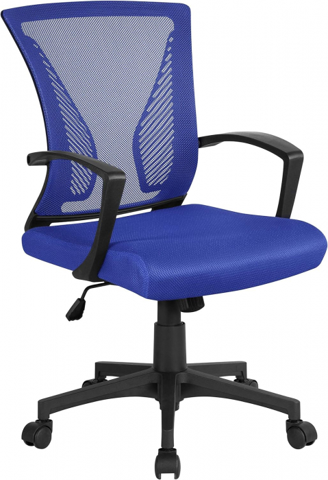 Scaun de birou ergonomic , pivotant, reglabil, cu scaun si suport pentru spate extra mare, pana la 136 kg , plasa ,albastru [7]