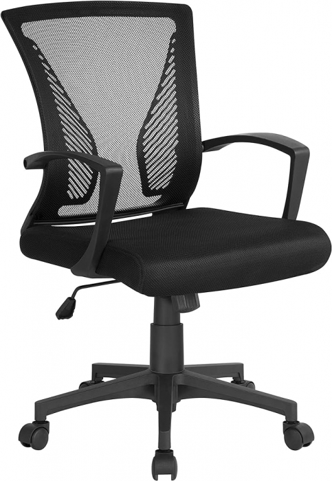 Scaun de birou ergonomic , pivotant, reglabil, cu scaun si suport pentru spate extra mare, pana la 136 kg  , plasa ,negru [3]