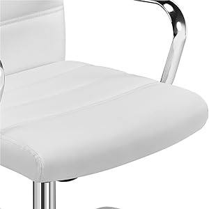 Scaun ergonomic pentru birou cu inaltime reglabila din  piele ecologica , cu functie de inclinare , 61,5 x 60 x (93-103) cm , alb [6]