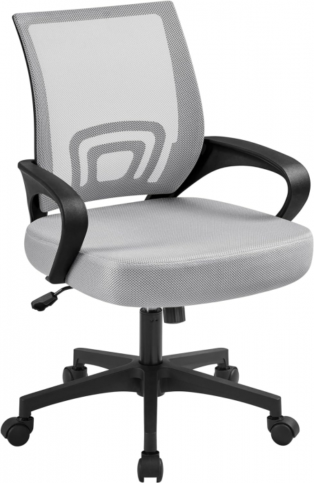 Scaun ergonomic pentru birou cu suport lombar si pentru brate , sustine pana la 136 kg , gri [3]