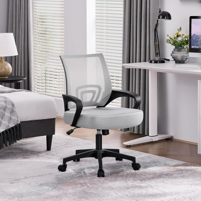 Scaun ergonomic pentru birou cu suport lombar si pentru brate , sustine pana la 136 kg , gri [2]