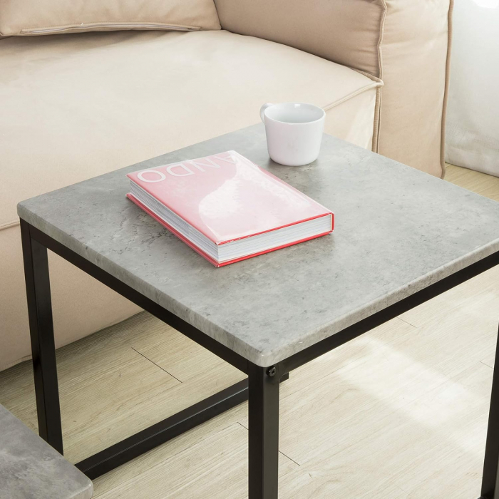 Set 2 mese de cafea , cadru metalic , blat MDF , 50 x 50 x 50 cm , negru/gri [2]