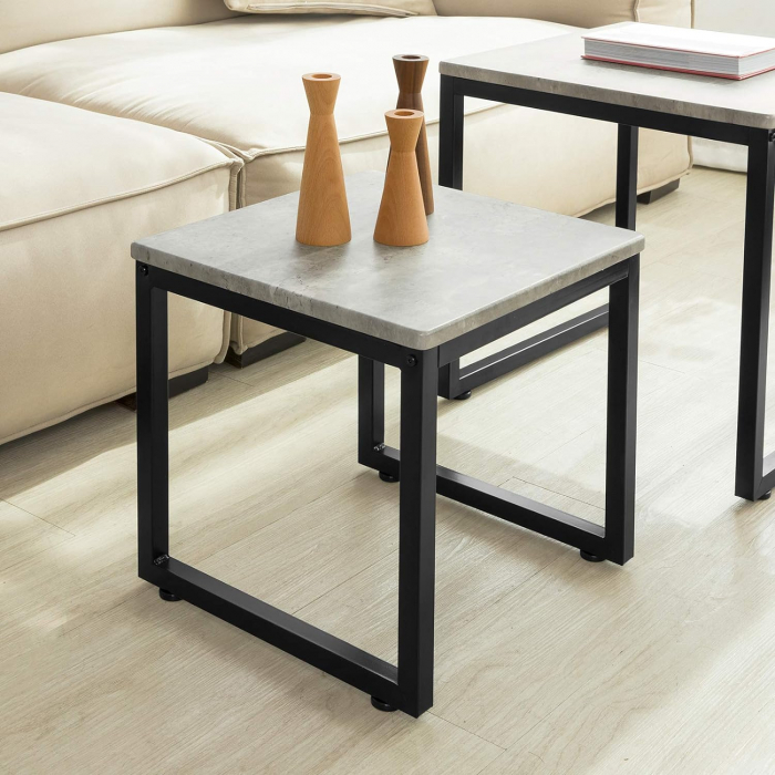 Set 2 mese de cafea , cadru metalic , blat MDF , 50 x 50 x 50 cm , negru/gri [3]