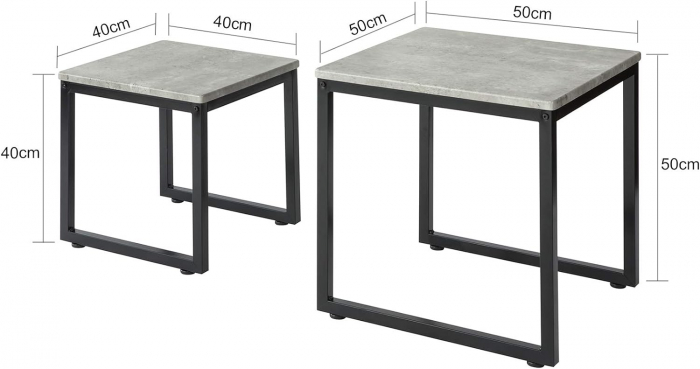 Set 2 mese de cafea , cadru metalic , blat MDF , 50 x 50 x 50 cm , negru/gri [5]
