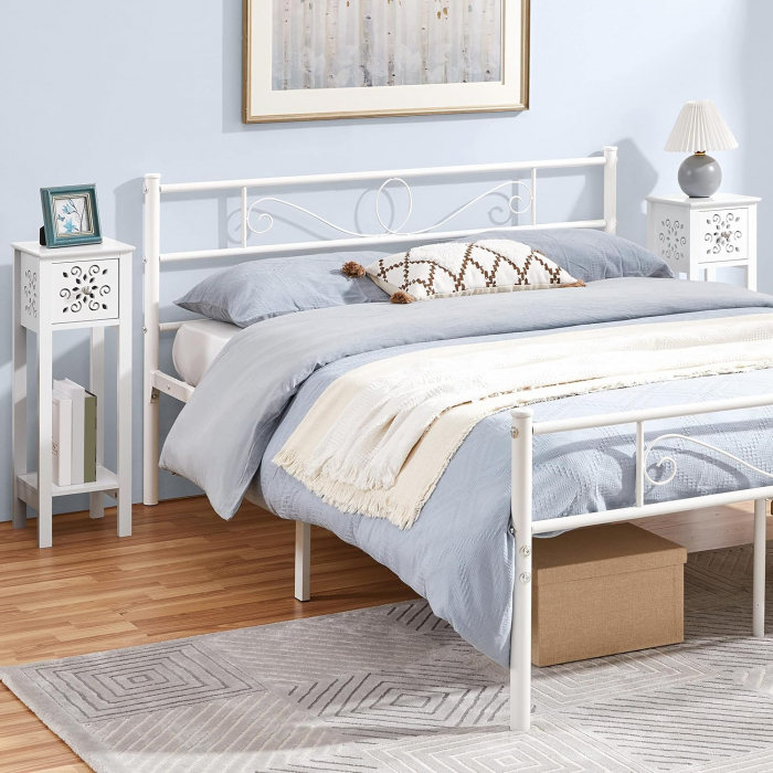 Set 2 mese de cafea/noptiere  cu decupaje florale , MDF  , 25 x 25 x 73.5 cm , alb [2]