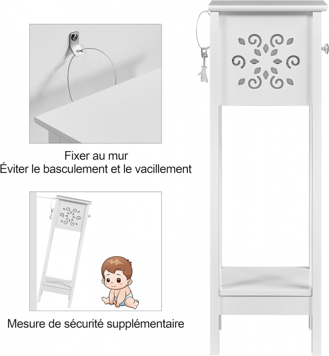 Set 2 mese de cafea/noptiere  cu decupaje florale , MDF  , 25 x 25 x 73.5 cm , alb [6]