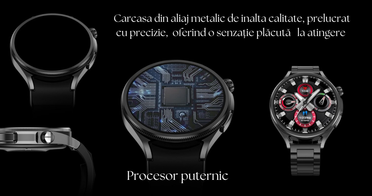 Set Smartwatch/Bratara fitness + casti wireless ,  Display IPS 1.5" inch , rezolutie 320x240 pixeli, 2 bratari -silicon + metal,  monitorizare puls și somn, fitness tracker, rezistent la apă IPX-6, Ne [7]