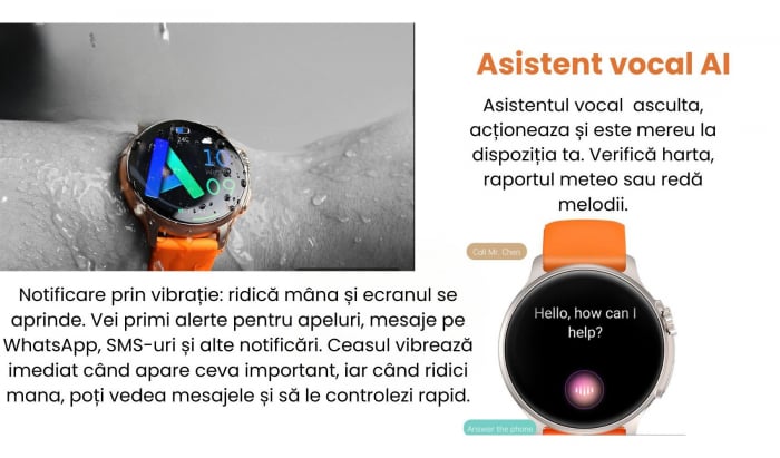 Smartwatch Syncro , Display AMOLED 1.43 inch , Senzori monitorizare a sanatatii, Standby 30 de zile, Rezistent la apa , Multiple moduri sportive , Incarcare wireless [15]