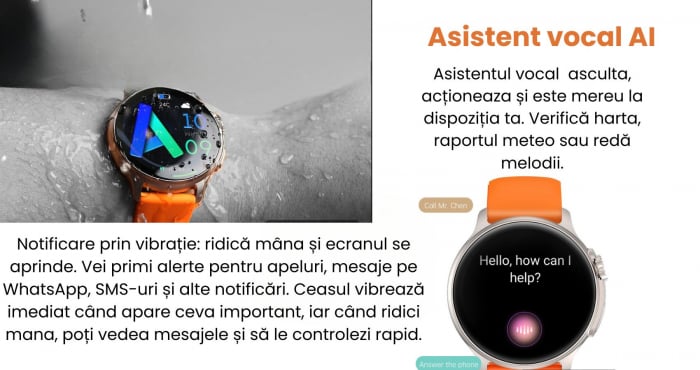 Smartwatch Syncro , Display AMOLED 1.43 inch , Senzori monitorizare a sanatatii, Standby 30 de zile, Rezistent la apa , Multiple moduri sportive , Incarcare wireless [4]