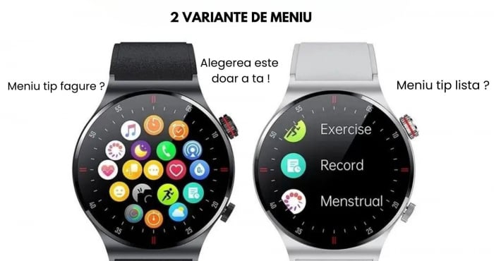 Smartwatch Zynox  , Ecran Amoled 1.28 inch , Monitorizare Sănătate, Rezistent la Apă IP68, Apeluri Bluetooth, Autonomie 10 Zile, Senzori monitorizare activitate sportiva , Curea metalica + Curea de si [3]