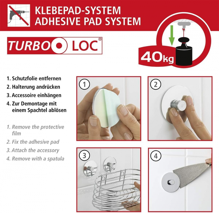 Suport de colt pentru baie , Turbo-Loc® 20 x 26.5 x 10.5 cm, inox [7]