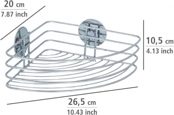 Suport de colt pentru baie , Turbo-Loc® 20 x 26.5 x 10.5 cm, inox [4]