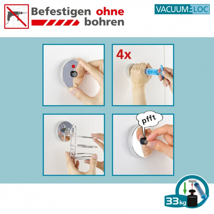 Suport periute de dinti Wenko Vacuum-Loc®, 7.5 x 11.5 cm , argintiu [4]
