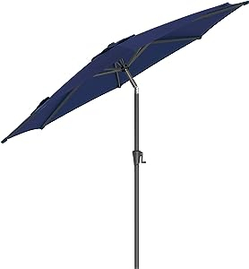 Umbrelă de soare 3 m, UPF 50+, umbrelă de soare, înclinare 30° în 2 direcții, manivelă pentru deschidere și închidere, pentru grădini în aer liber, piscină, balcon, terasă, bază neinclusă, albastru [2]