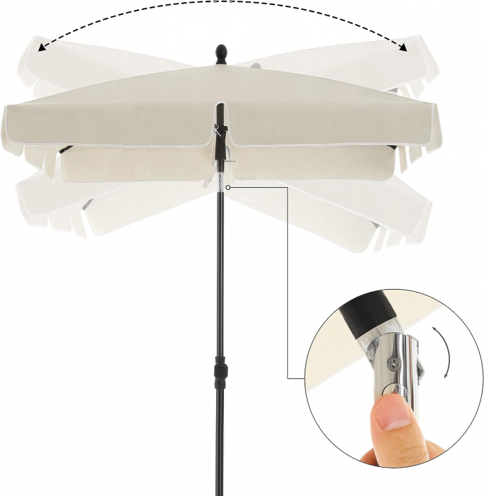 Umbrelă de soare pentru exterior, 2 x 1,25 m, protecție UPF 50+, cu geantă de transport , Crem [5]