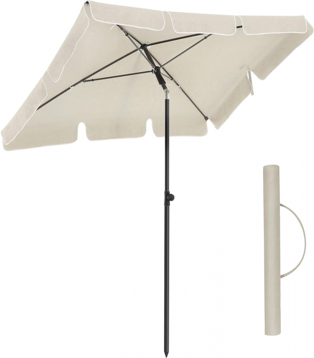 Umbrelă de soare pentru exterior, 2 x 1,25 m, protecție UPF 50+, cu geantă de transport , Crem [4]