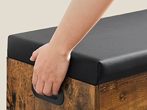 Banca cu spatiu de depozitare , rafturi pentru pantofi , sezut captusit cu spuma  , sustine pana la 150 kg , 30 x 100 x 44 cm , maro vintage [8]