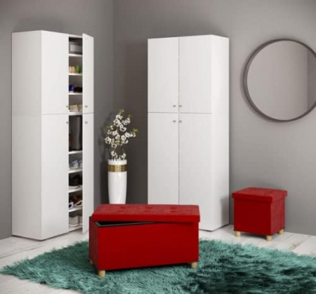 Banca pliabila cu picioare de lemn , spatiu generos de depozitare interior , 40 x  76 x  38 cm , rosu [0]