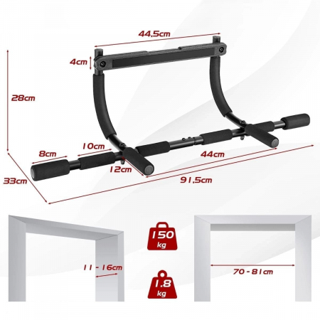 Bara multifunctionala pentru tractiuni multi grip , cu manere de spuma, 91 x 33 x 28 , negru [5]