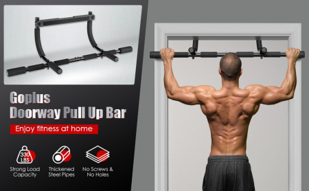 Bara multifunctionala pentru tractiuni multi grip , cu manere de spuma, 91 x 33 x 28 , negru [2]