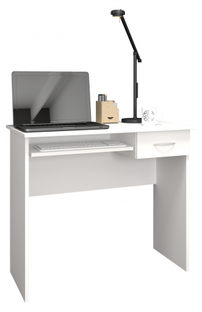 Birou cu sertar si suport pentru tastatura , PAL, h. 75 x b. 85 x d. 50 cm , alb [1]