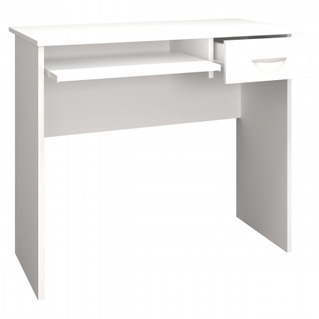 Birou cu sertar si suport pentru tastatura , PAL, h. 75 x b. 85 x d. 50 cm , alb [3]
