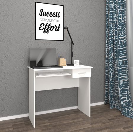 Mobilier dormitor - Birou cu sertar si suport pentru tastatura , PAL, h. 75 x b. 85 x d. 50 cm , alb