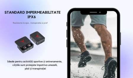 Casti wireless BeatX , buds , fara fir , audio , functie de baterie externa, IPX6 rezistente la apa si transpiratie , functie Noise Cancelling, TWS , autonomie 8 ore , carcasa cu inchidere magnetica , [6]
